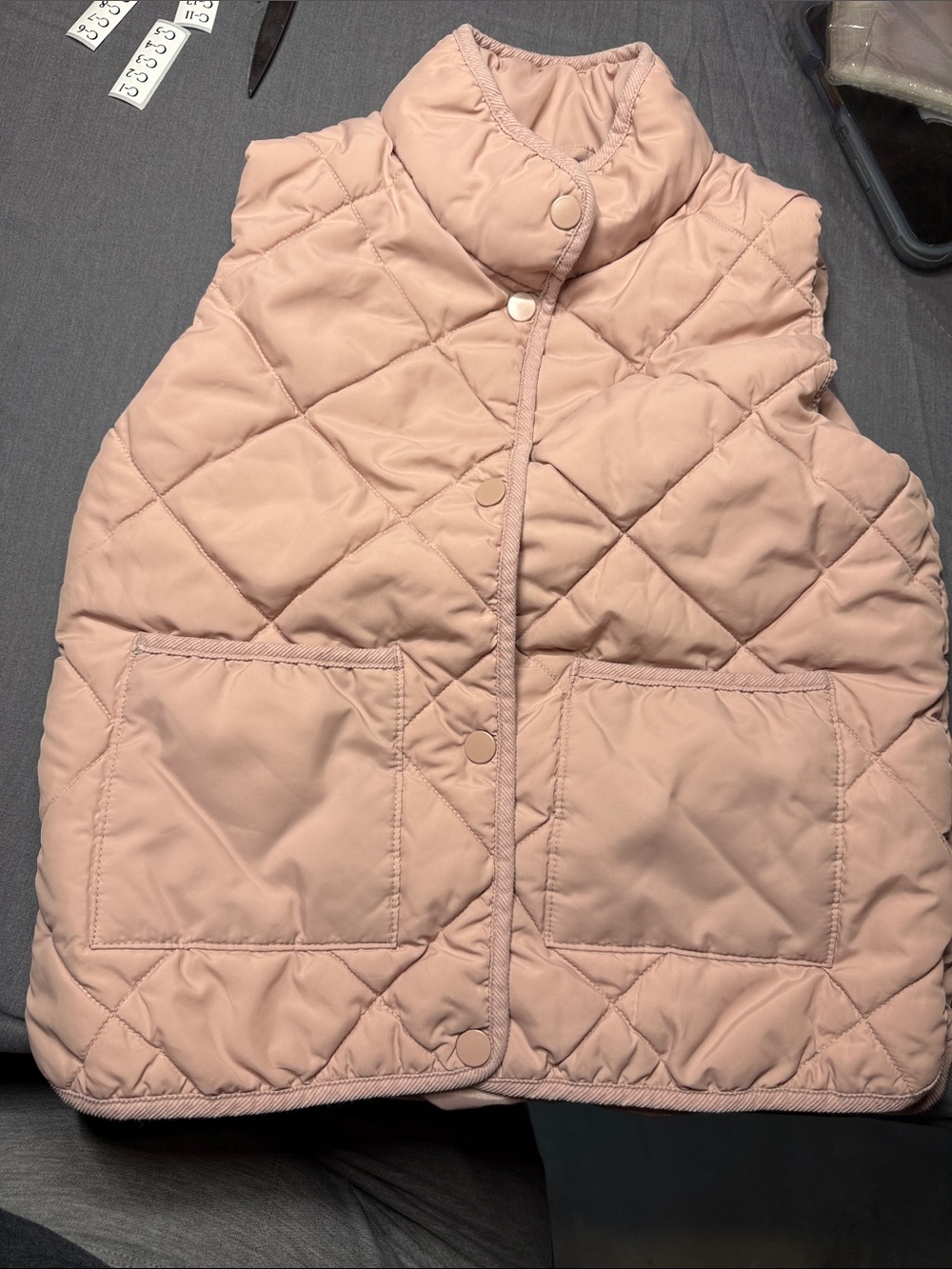 H&M Light Pink Quilted Puffer Vest